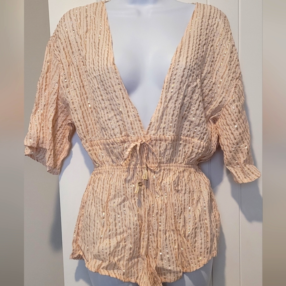 Chic Peach Sequin Romper